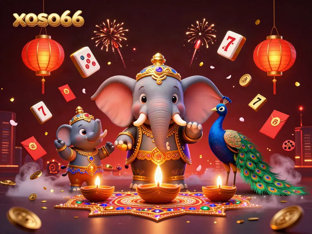 xoso66 engagement through colorful gambling elements in a vibrant casino theme illustration.