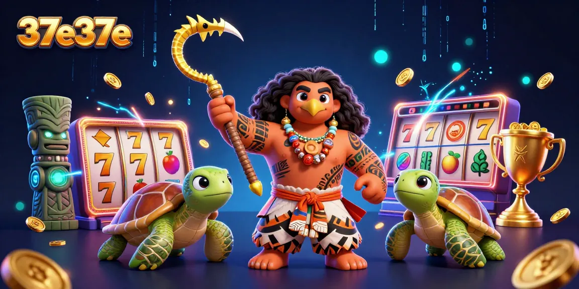 Engage with the colorful casino scene featuring 37e37e demigod and lucky turtles amidst vibrant slot elements.
