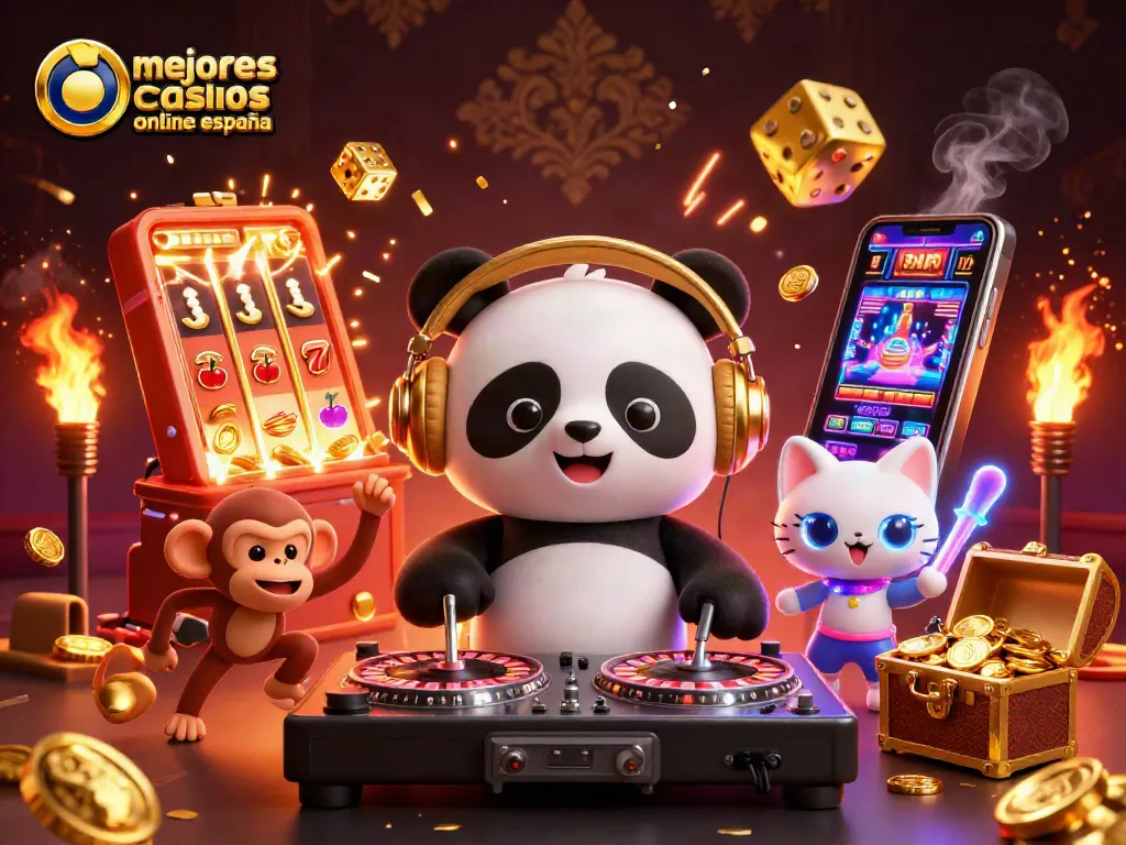 Visualiza los mejores casinos online España con un panda DJ animando la fiesta en un 3D vibrante.