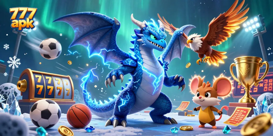 Play thrilling games with the exciting 777 apk, featuring vibrant casino elements and roaring characters.