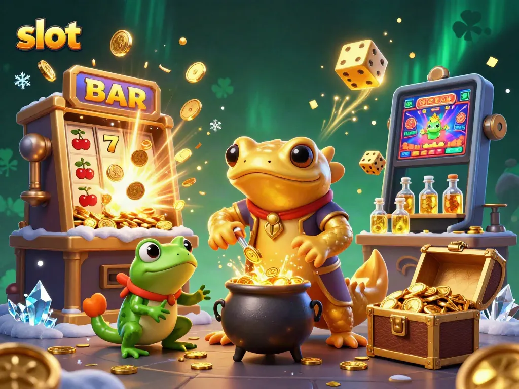 Spin the slot to win with colorful coins bursting from a dynamic 3D scene