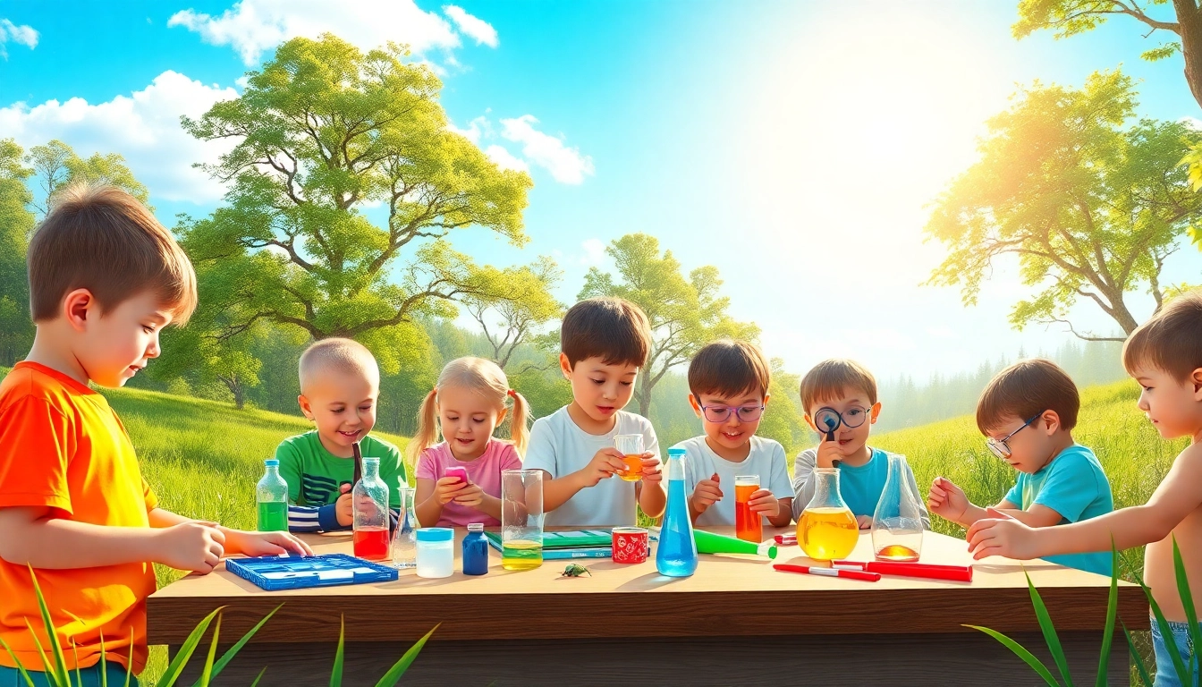 Children participating in hands-on activities at a science and nature camp.