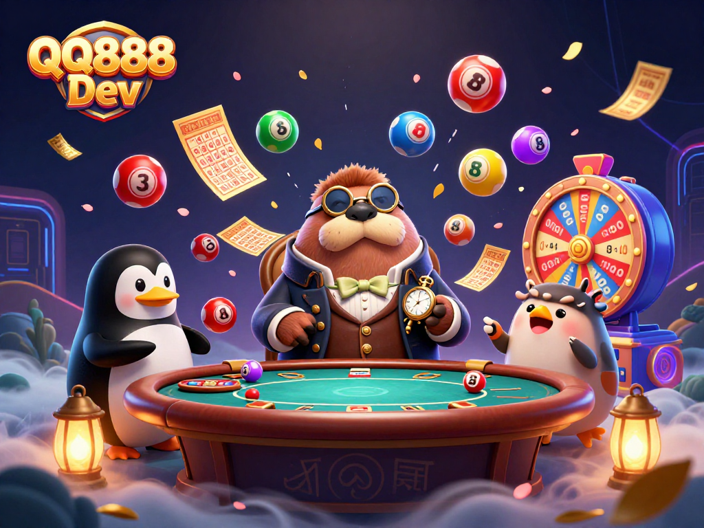 Experience thrilling underwater poker action with QQ888 Dev's jolly walrus, penguin dealer, and bluffing pufferfish.
