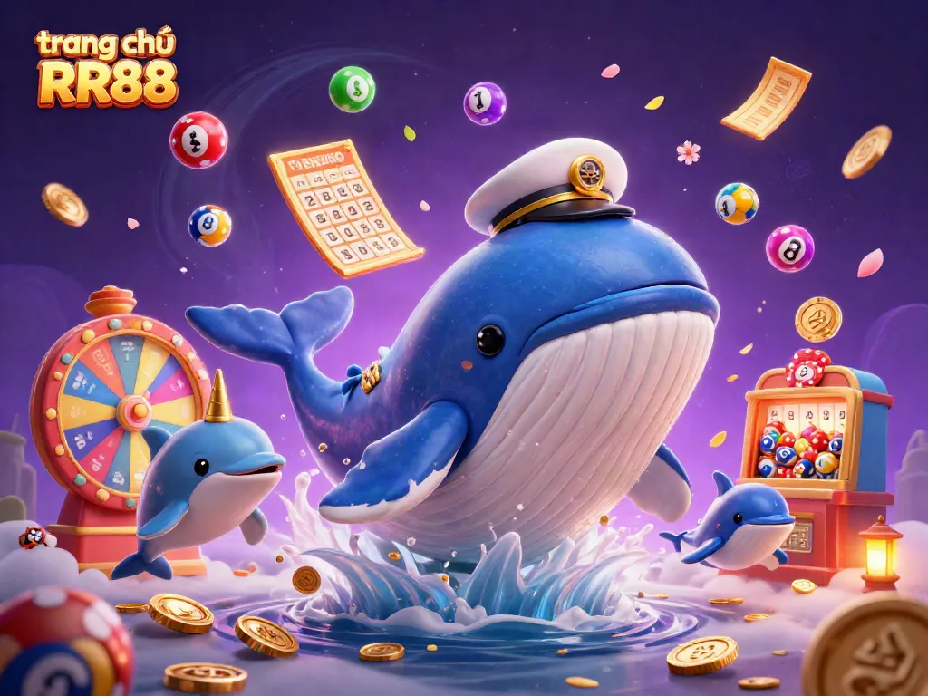 Experience winning moments at trang chủ RR88 with playful dolphins, a golden horn narwhal, and a whale breaching in coins.