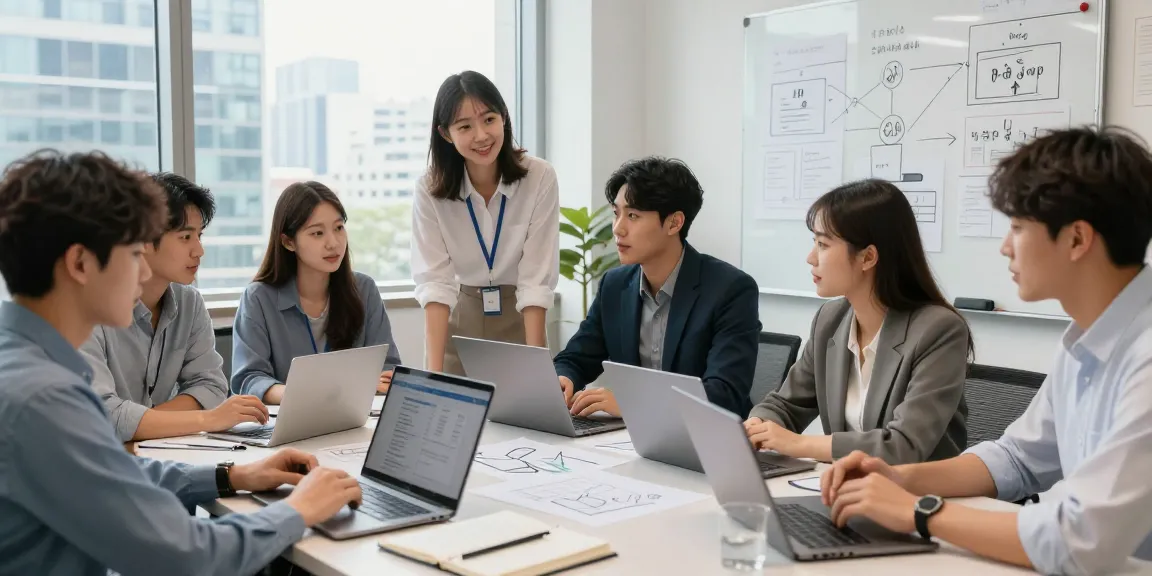 Engaging 파주오피 service team collaboration in a modern office