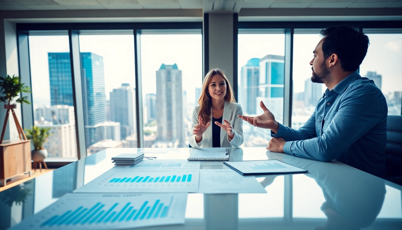 Learn about guaranteed rent in Amersham with a real estate expert in a modern office setting.