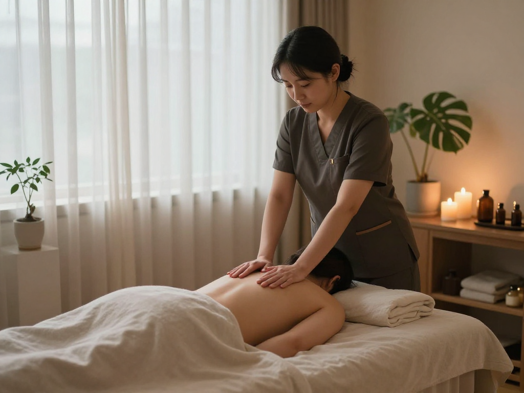 Rejuvenating 서울출장마사지 experience in a serene massage studio with calming ambiance.