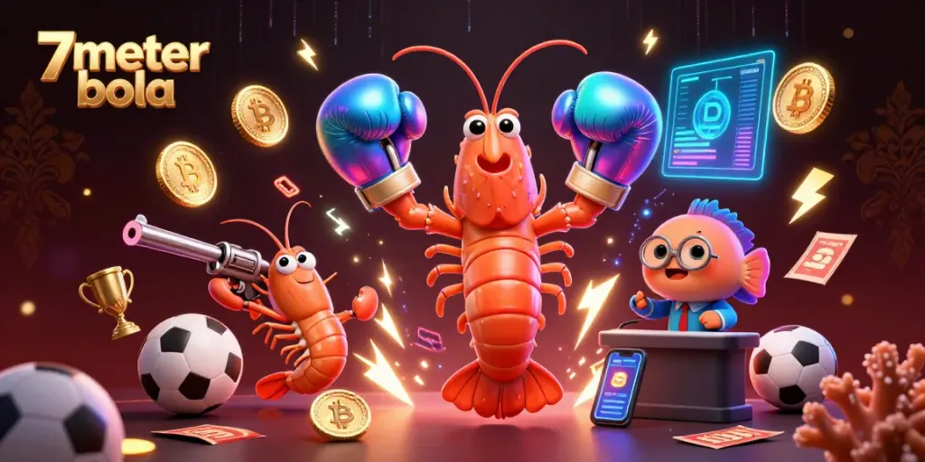 Engage with 7meter bola in a vibrant illustration showcasing the thrill of sports betting and casino elements.