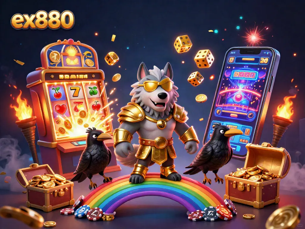 Experience the excitement of ex880 with dynamic casino elements and Norse mythology-inspired characters.