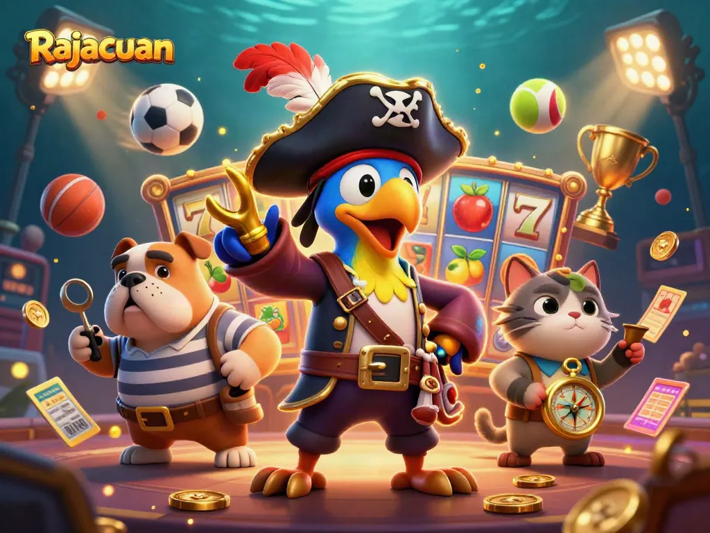 Rajacuan offers immersive slots gameplay with captivating pirate-themed characters and vibrant casino elements.
