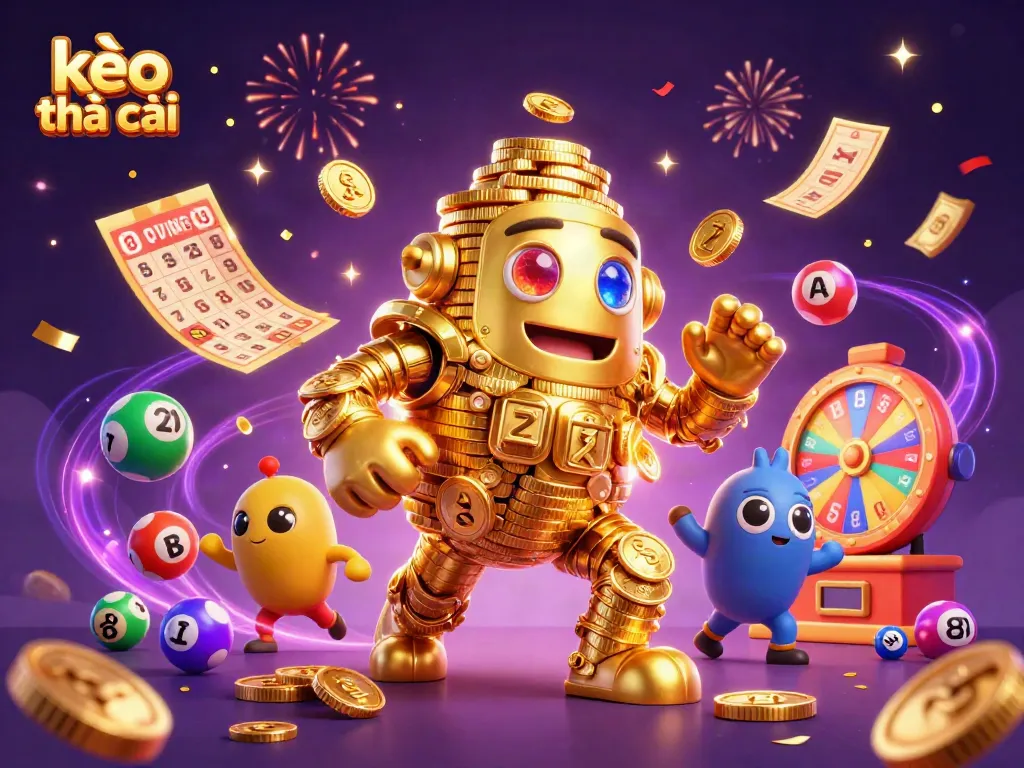 Engage with kèo nhà cái for thrilling betting action among colorful lottery balls and vibrant casino elements.