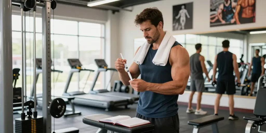 Buy wolverine stack Canada for effective muscle recovery in a vibrant gym setting.