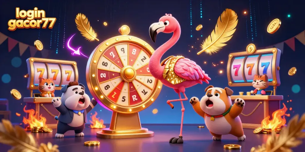 Login gacor77 dan slot penuh warna dengan karakter lucu dalam ilustrasi 3D yang memikat.