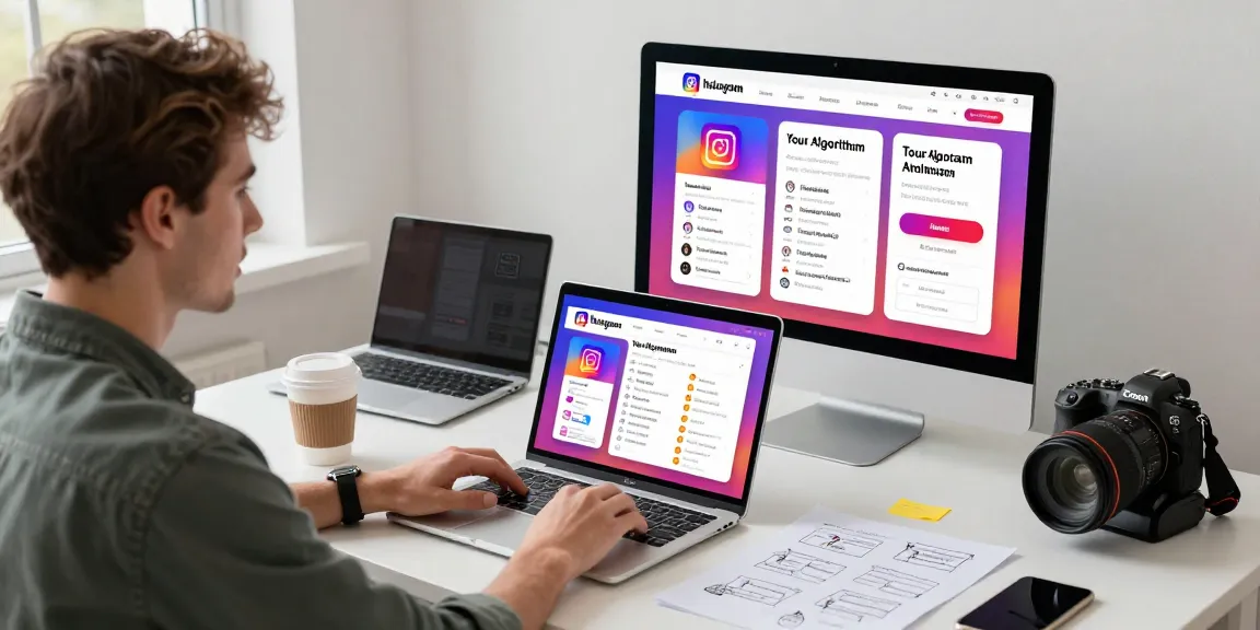 Exploring Instagram your algorithm feature in a vibrant workspace.