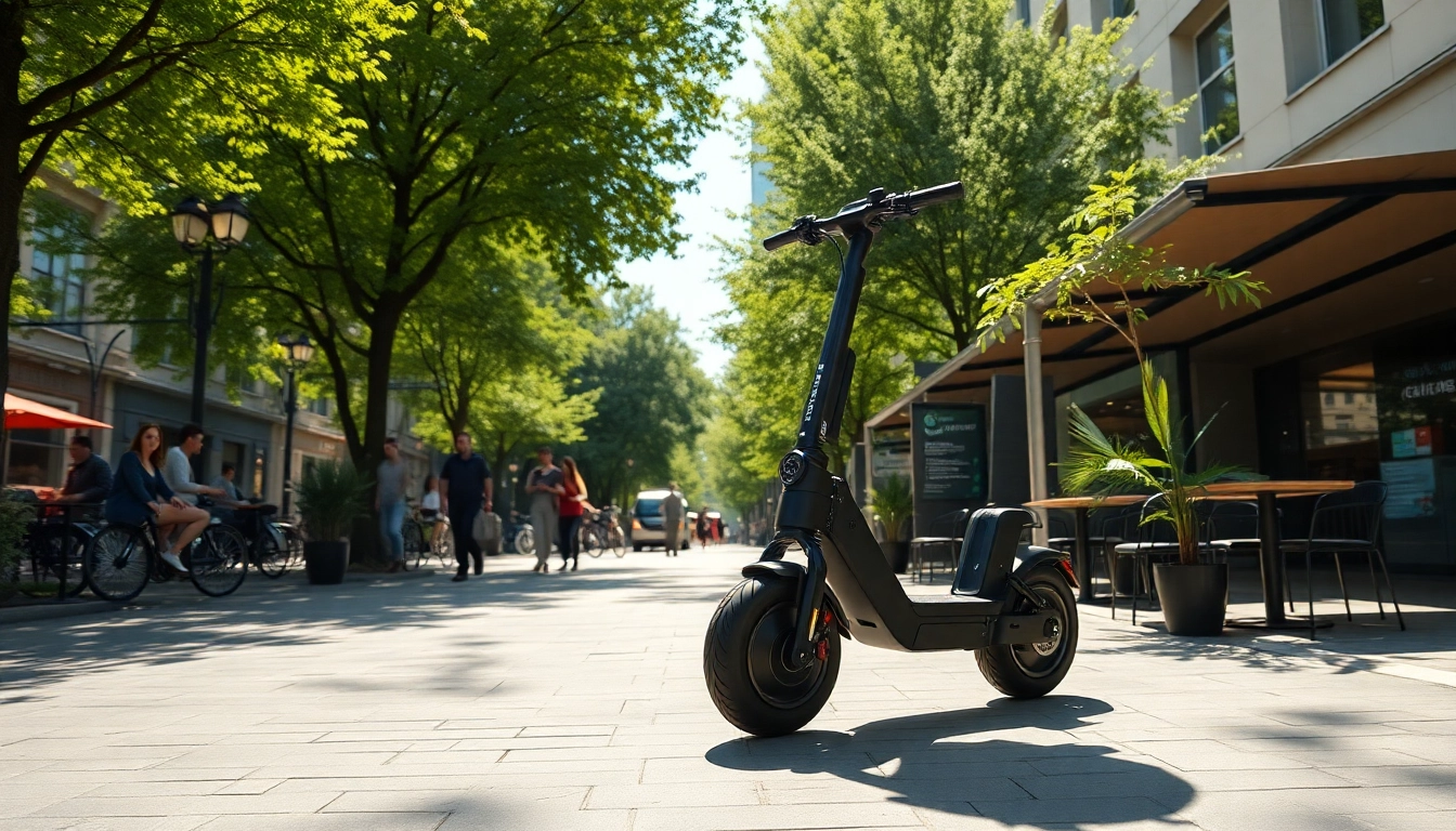 Erleben Sie e roller leasing in einer lebhaften urbanen Umgebung mit stilvollem e-Roller.