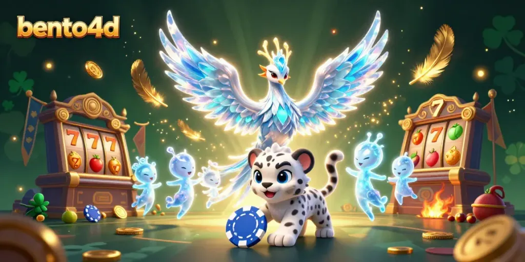 Play exciting games with bento4d featuring a 3D cartoon ice phoenix and dynamic casino elements.