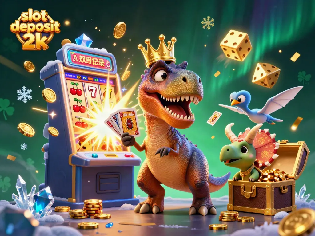 Win exciting jackpots with slot deposit 2k in a vibrant casino scene featuring playful characters.