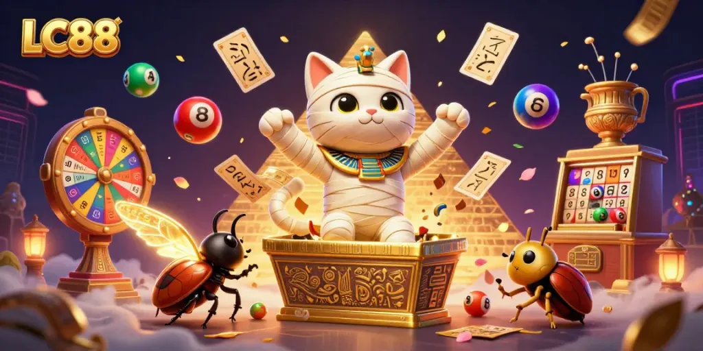 Experience exciting gaming adventures with LC88 in a vibrant, dynamic casino scene.