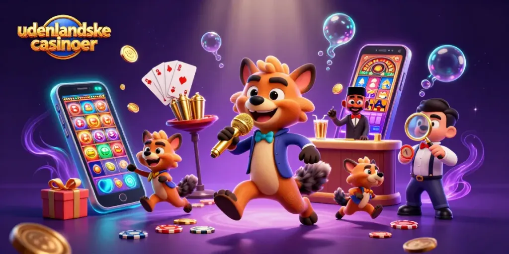 Enjoy vibrant scenes of udenlandske casinoer with animated hyenas delivering a comic and engaging atmosphere.