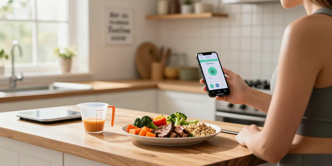 Health-conscious individual using the best calorie tracking apps to photograph a nutritious meal in a bright kitchen.
