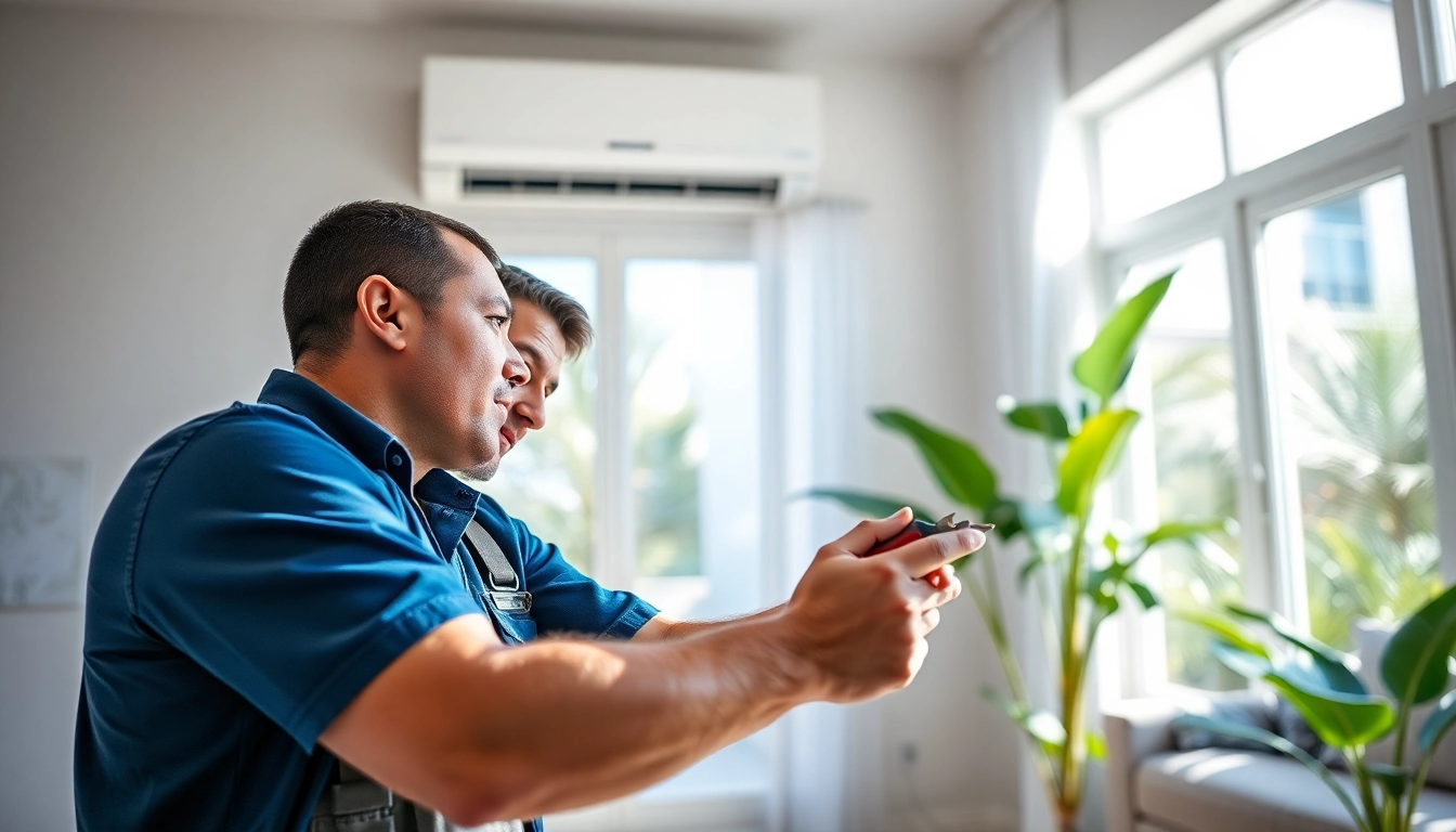 Expert HVAC Repair Tampa professional working on an air conditioning unit at home.