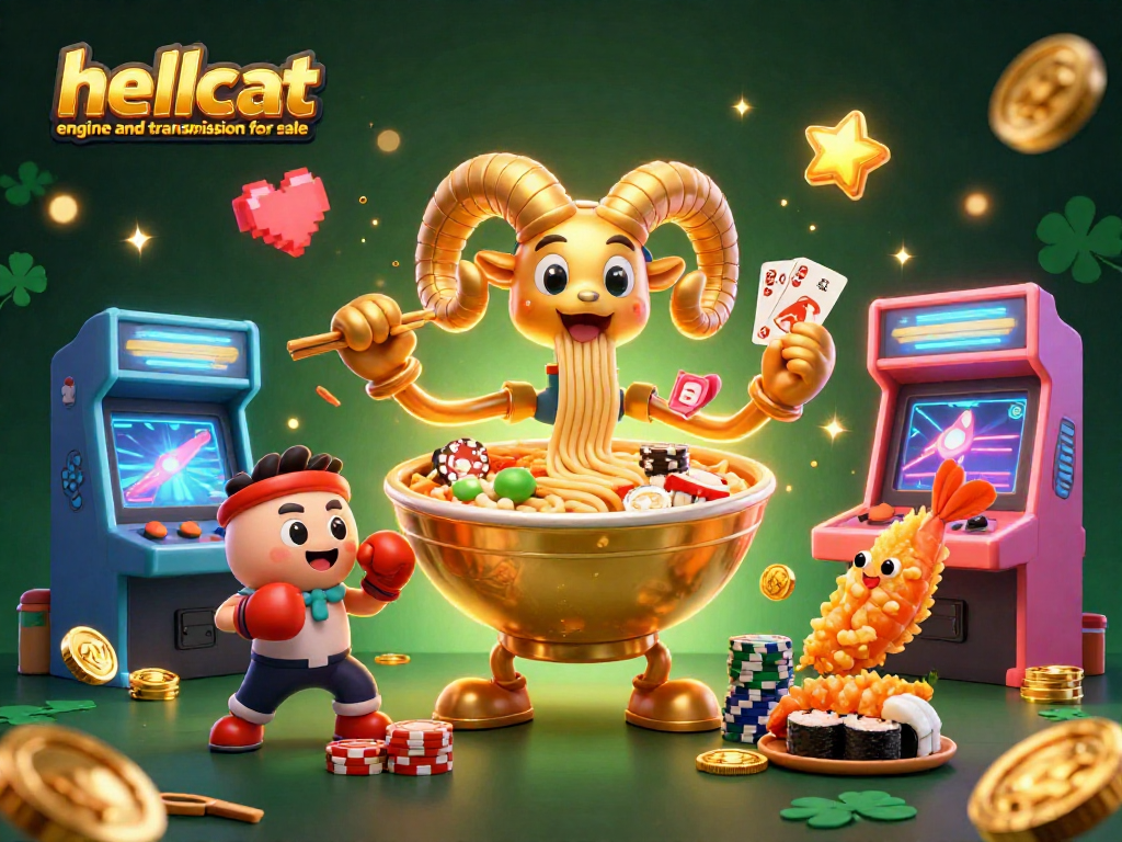 Engage in exciting gameplay with the hellcat engine and transmission for sale, surrounded by vibrant casino elements.