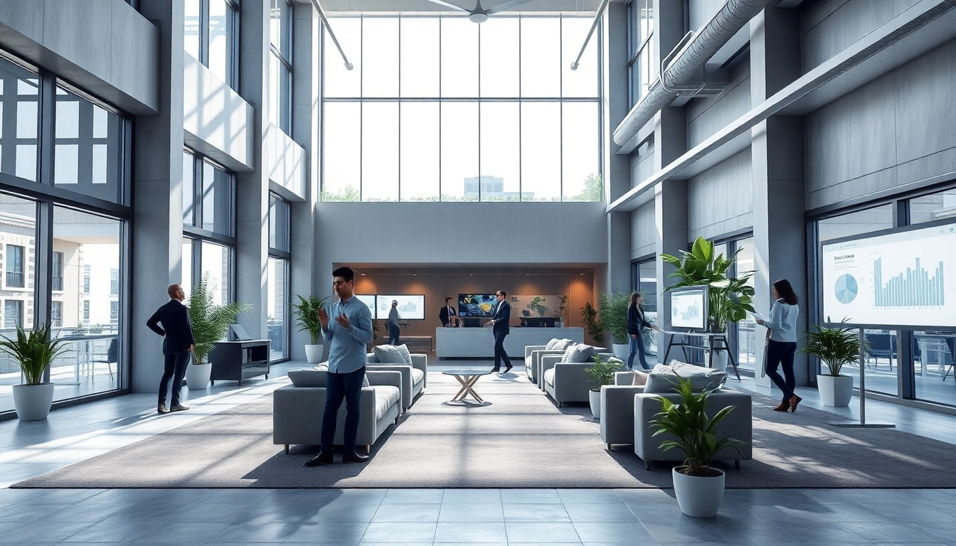 Modern office space emphasizing Commercial Real Estate, featuring sleek design and collaborative atmosphere.