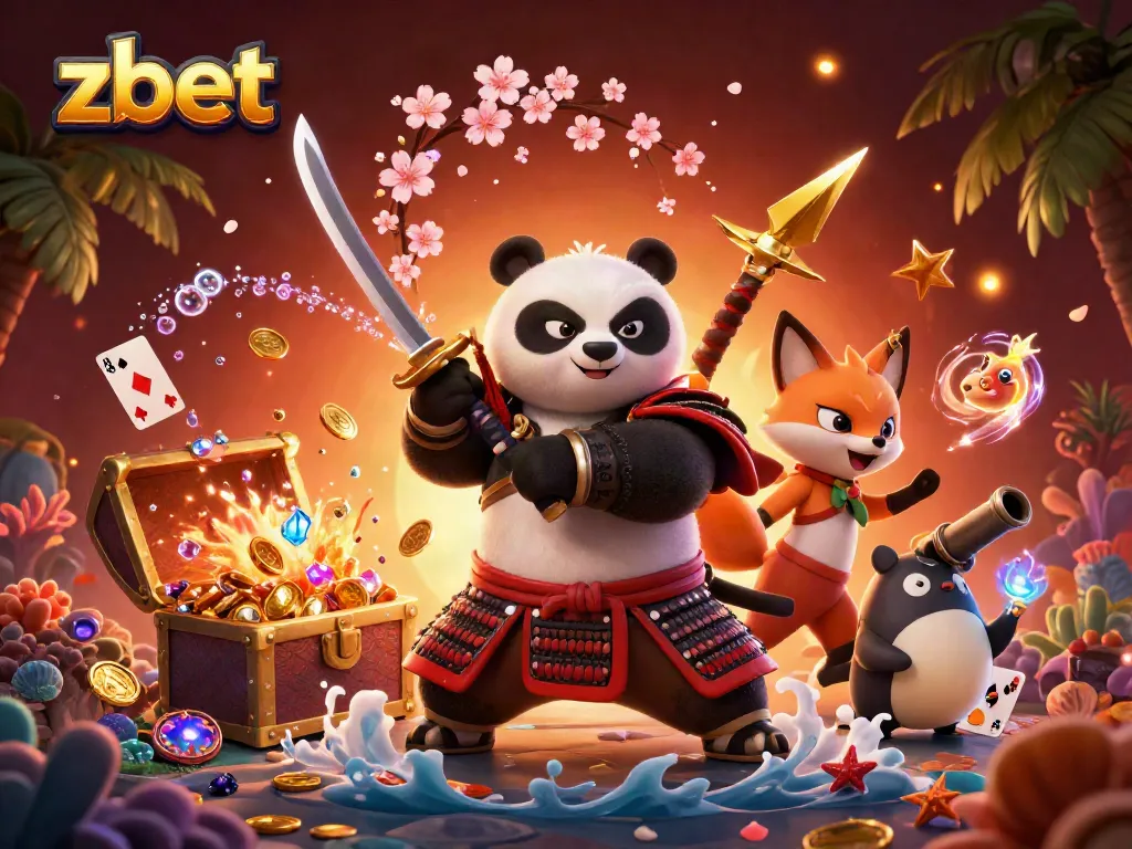Engage in exciting bets at Zbet with samurai panda and ninja fox in an action-packed casino adventure.