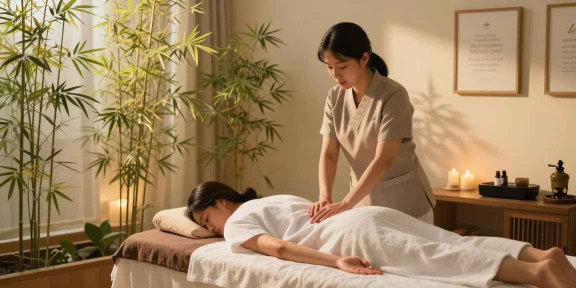 서울출장마사지 therapist preparing a relaxing spa environment with soft lighting and soothing elements.