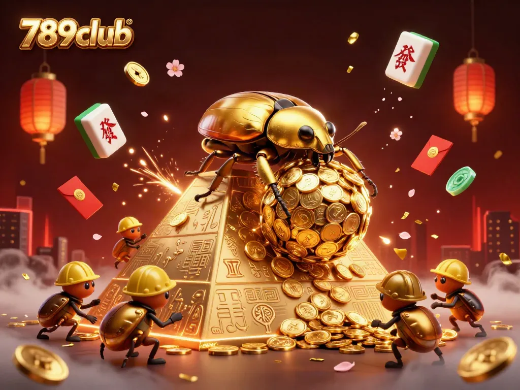 Experience the thrill of 789club gaming with dynamic scenes filled with gold coins and festive elements.