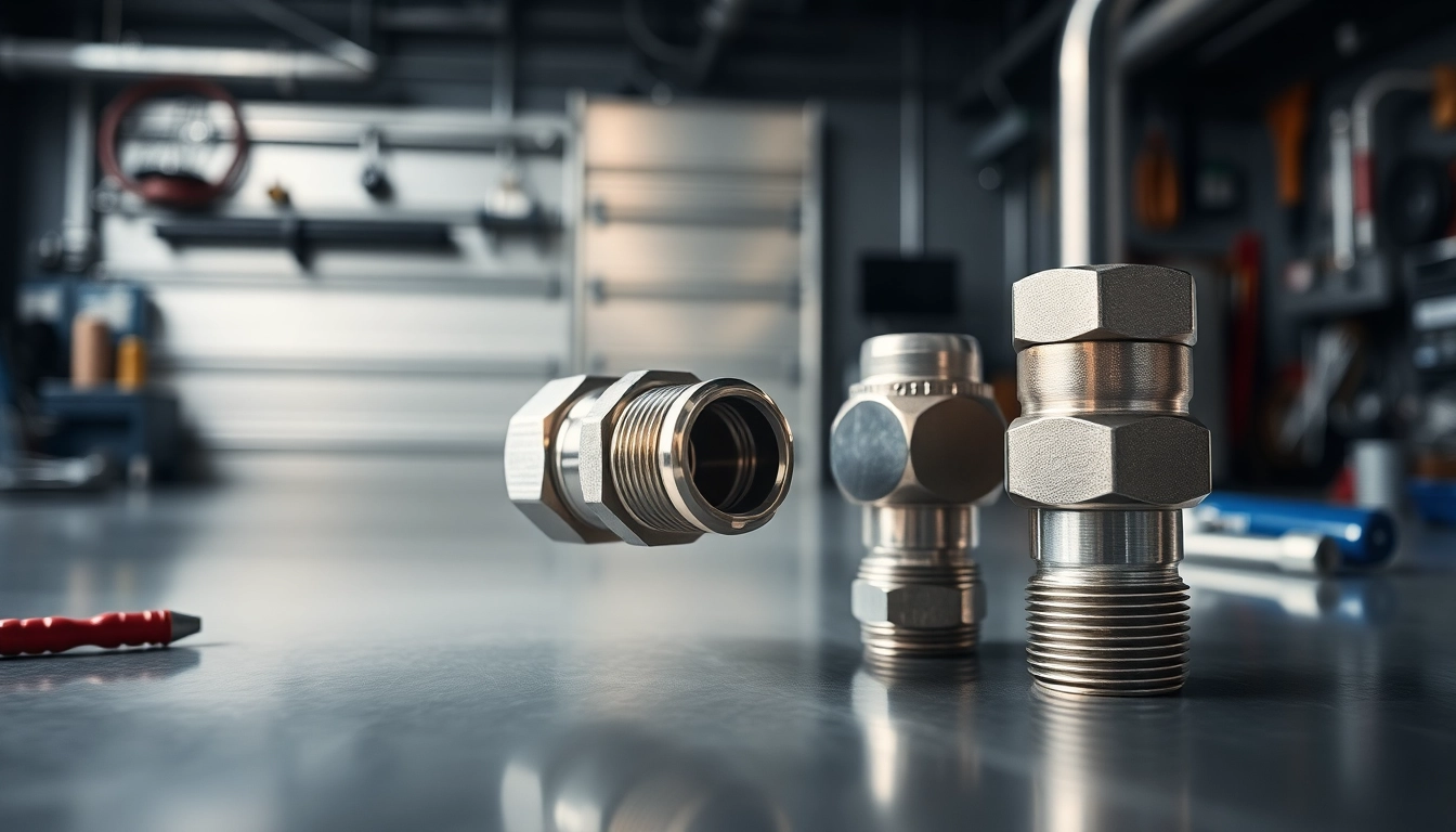 Fuel line AN fittings displayed prominently, emphasizing their metallic details and applications in automotive engineering.
