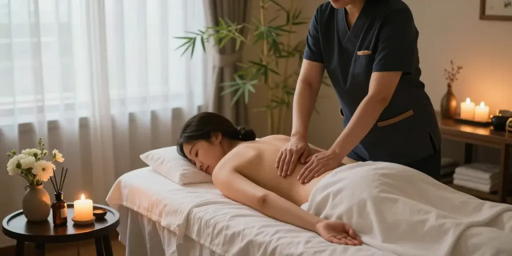 Experience a soothing 서울출장마사지 in a serene spa environment with soft lighting and calming ambiance.