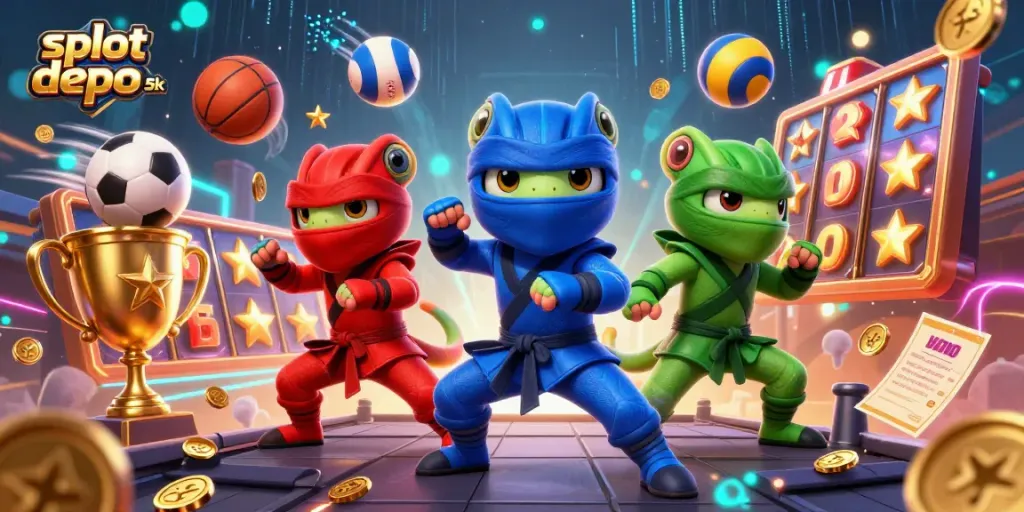 Experience thrilling gameplay at slot depo 5k with ninja chameleons amidst dynamic casino elements.