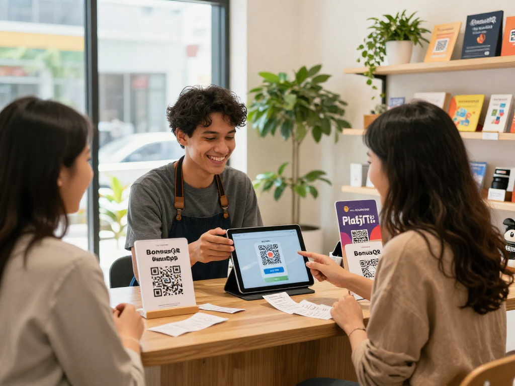 Boosting loyalty through engaging interactions in a small business setting with BonusQR app.