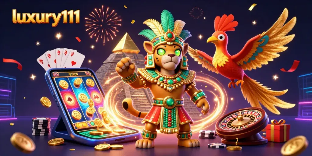 Permainan judi menarik di luxury111 dengan jaguar dan burung quetzal, meraih kemenangan dalam suasana festif.