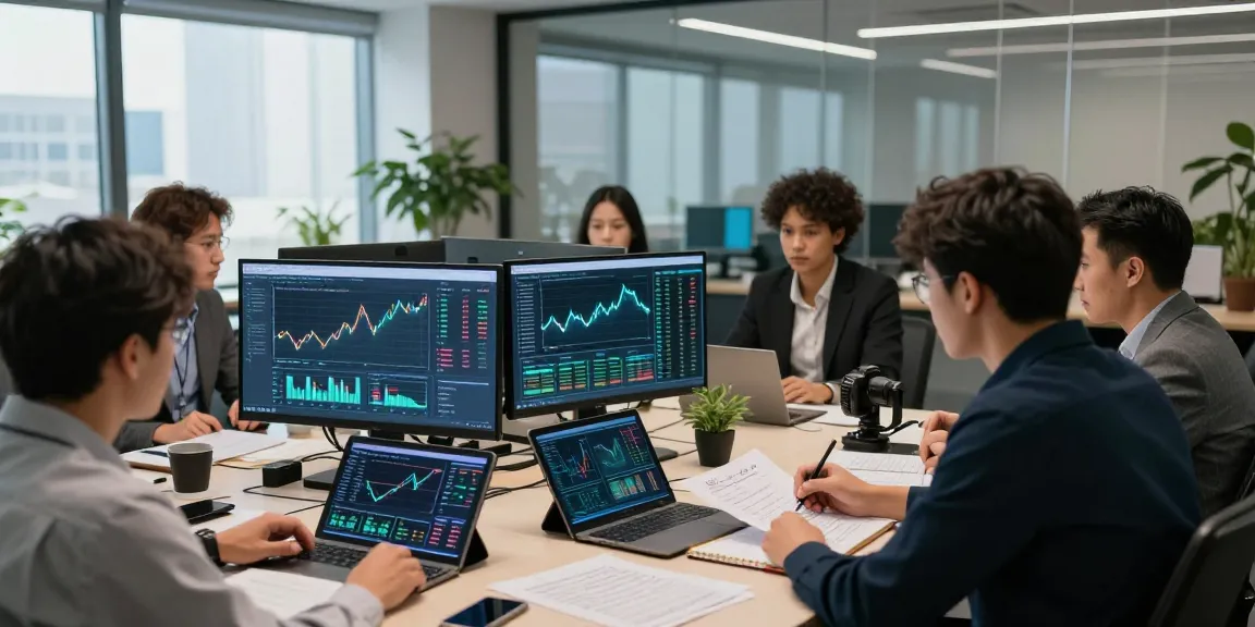 Team analyzing financial crime intelligence data in a modern office setting.