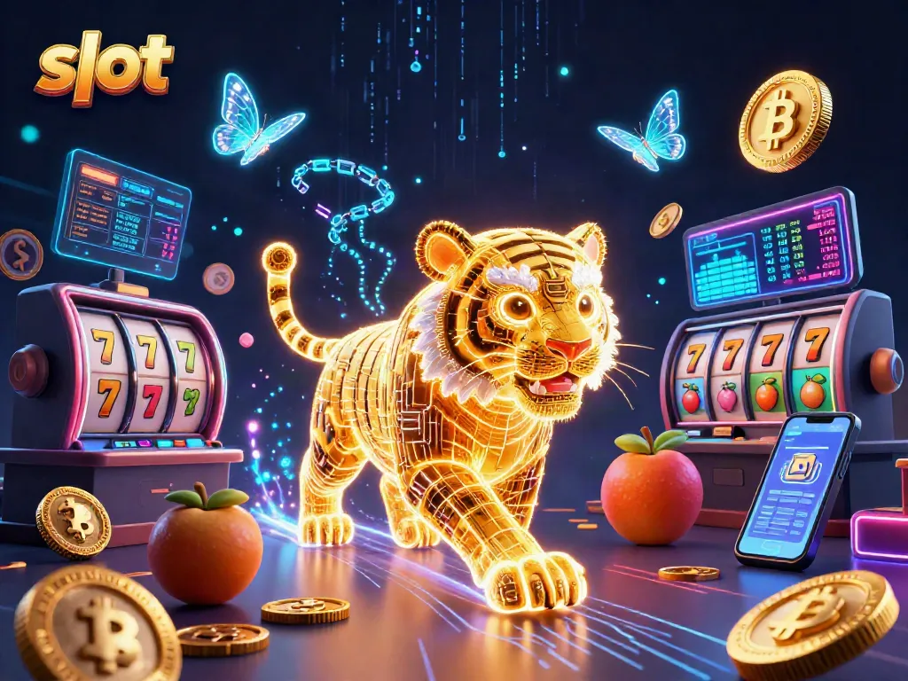 Experience thrilling slot games with neon tiger in an electrifying casino scene.