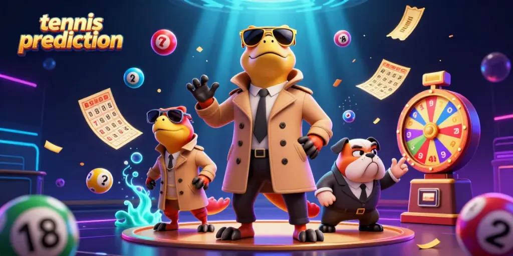 Engage with tennis prediction strategies as cartoon raptors attempt VIP casino entry.