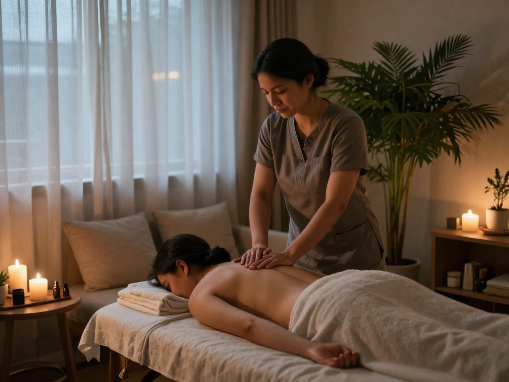 An inviting home environment for 출장안마 therapy with a professional therapist providing a calming massage.
