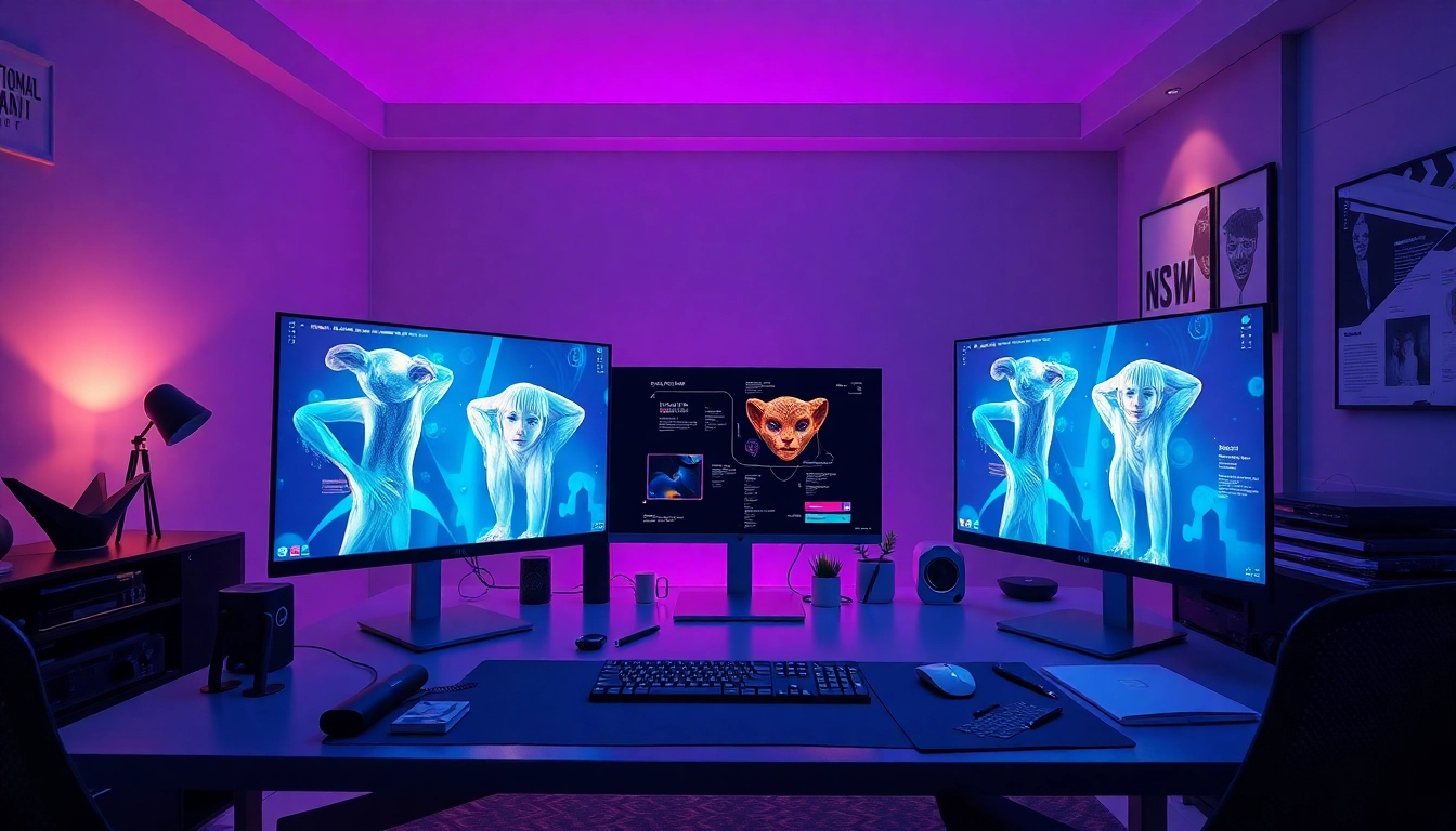 Creating NSFW AI content in a sophisticated digital workspace with advanced technology.