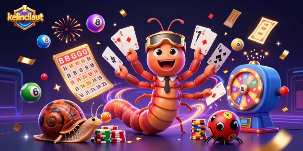 Celebrate winning at kelincilaut with excitement and vibrant colors in this digital gambling illustration.