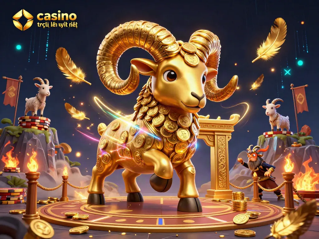 Khám phám casino trực tuyến uy tín nhất với biểu tượng ram vàng và trang trí độc đáo.