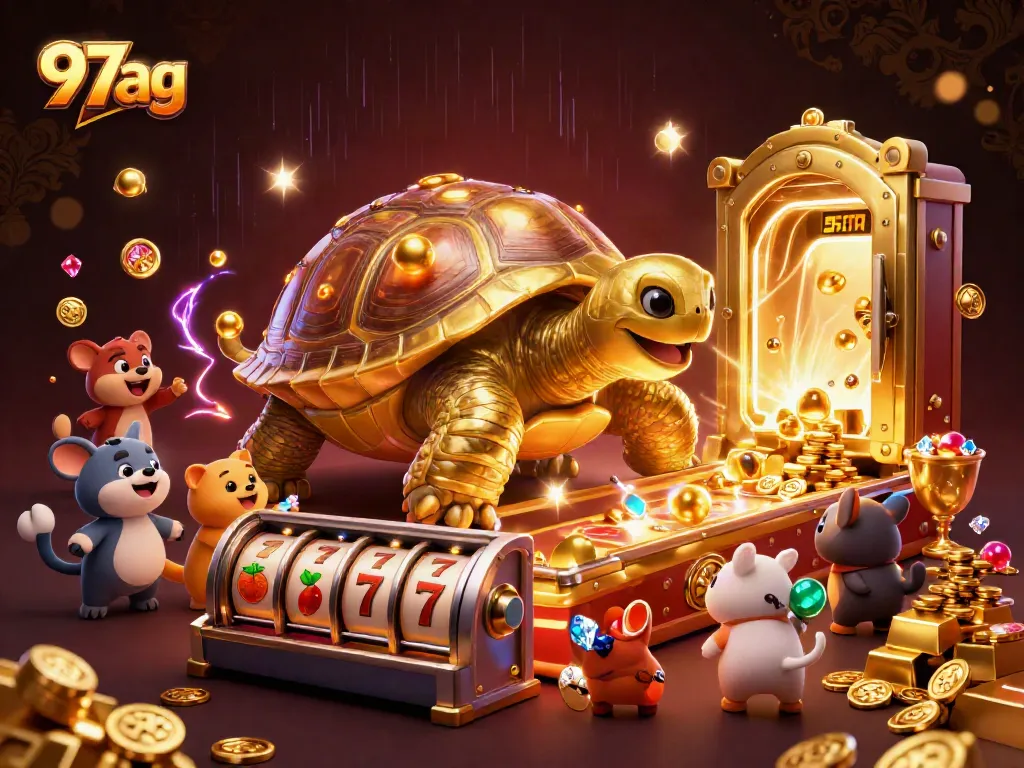 Experience the thrill of 97ag casino action with vibrant slots and a golden tortoise pinball!