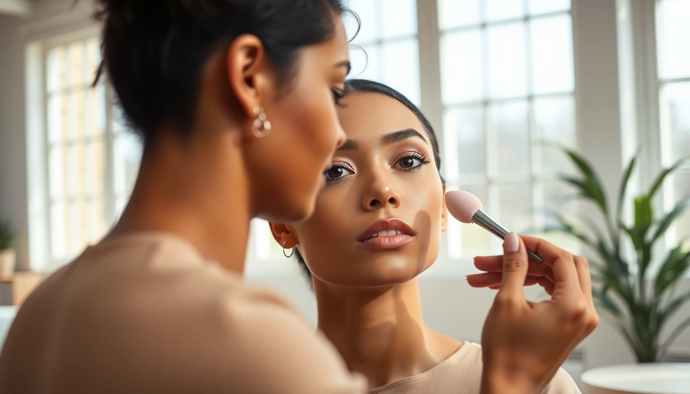 Applying silicone sponge makeup for a flawless finish during a makeup tutorial.