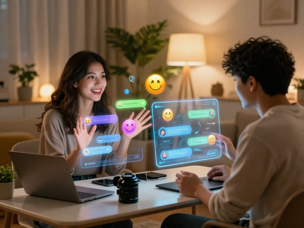 AI sex chat technology enhances intimate experiences in a cozy home setting with modern interaction.