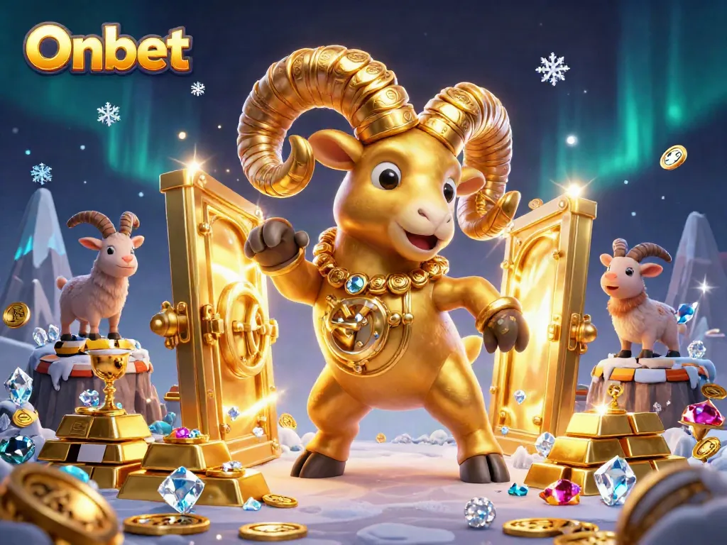 Engage with Onbet's thrilling experience through a vibrant casino scene filled with treasures.