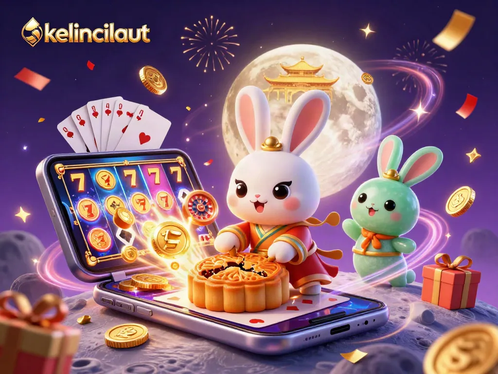 Experience kelincilaut's vibrant casino gaming with a moon rabbit and colorful slot games.