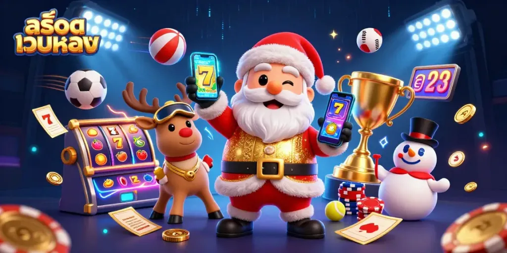 เล่นสล็อตเว็บตรงในคาสิโนโดยซานต้าและผู้ช่วยกับสัญลักษณ์เกมที่น่าตื่นเต้น
