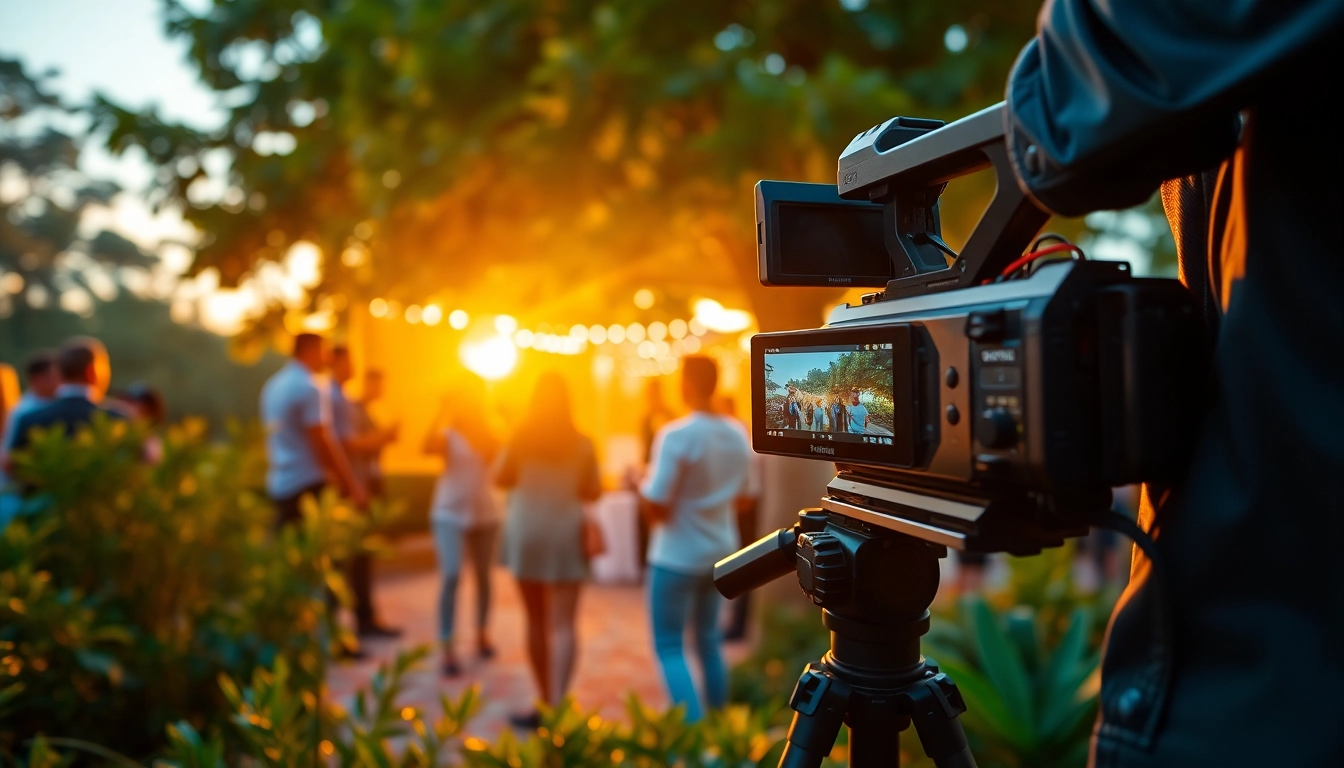 Capturing an on-site videography moment at an outdoor event with vibrant scenery.