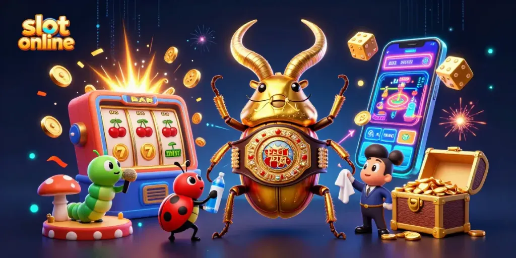 Spin the slot online jackpot with vibrant characters and colorful casino elements in a dynamic 3D scene.